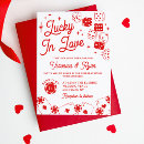 Search for lucky in love wedding invitations Ace of hearts