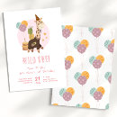 Search for giraffe 1st birthday invitations Zoo animals