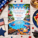 Search for bbq pool party invitations Red white blue