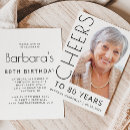 Search for cheers to 80 years birthday invitations Black and white