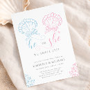 Search for beach gender reveal invitations Pink and blue