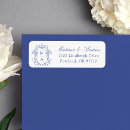 Search for blue floral return address labels Calligraphy script