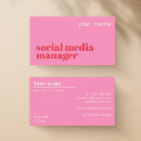Search for social media manager business cards Pink