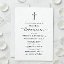 Search for modern first communion invitations Black and white