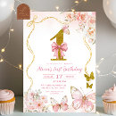 Search for butterfly birthday invitations Baby girl