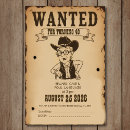 Search for wanted poster birthday invitations Old west