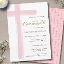 Search for pink first communion invitations White