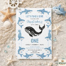 Search for shark 1st birthday invitations Under the sea