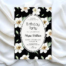 Search for white flowers birthday invitations Black