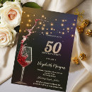 Search for wine 50th birthday invitations Red
