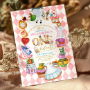 Search for alice in wonderland 1st birthday invitations Whimsical