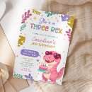 Search for three rex girl birthday invitations Dinosaur party