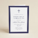 Search for christian first communion invitations Navy blue