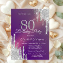 Search for purple 80th birthday invitations Chic