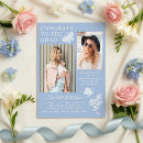 Search for blue and white graduation invitations High school or college