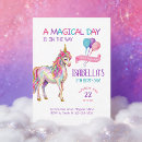 Search for unicorn 5th birthday invitations Watercolor