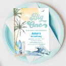 Search for the big one surf 1st birthday invitations Surfboard