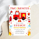 Search for rescue birthday invitations Fire engine