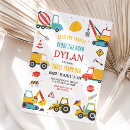 Search for boy construction birthday invitations Digger