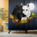 Search for wolves shower curtains Full moon