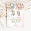 Search for bears gender reveal invitations Teddy bear