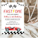 Search for race car 1st birthday invitations Boy first birthday
