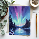 Search for northern lights postcards Watercolor