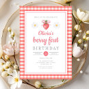 Search for berry sweet one birthday invitations Gingham