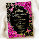 Search for black hot pink quinceanera invitations For her