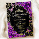 Search for purple black butterfly birthday invitations For her