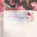 Search for pink flowers return address labels Watercolor
