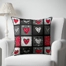 Search for black and white red heart cushions Pattern