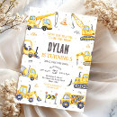 Search for boys construction birthday invitations Yellow dump truck