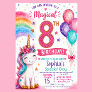 Search for girls 8th birthday invitations Unicorn