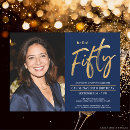 Search for blue and gold 50th birthday invitations Simple