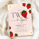 Search for strawberry birthday invitations Blush pink