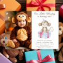 Search for monkey birthday invitations Watercolor