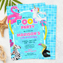 Search for girls pool party invitations Flamingo