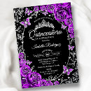 Search for purple black butterfly birthday invitations For her