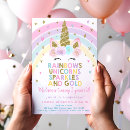 Search for unicorns rainbows birthday invitations Pink floral unicorn