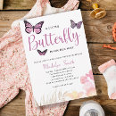 Search for a little butterfly is on her way baby shower invitations Pink