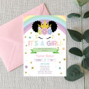 Search for afro baby girl shower invitations Rainbow
