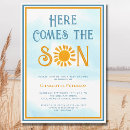 Search for here comes the son baby shower invitations Boho bohemian
