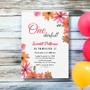 Search for floral pink 1st birthday invitations Autumn