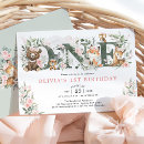 Search for woodland animals 1st birthday invitations Forest friends