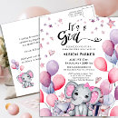 Search for balloon baby girl shower invitations Elephant