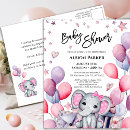 Search for safari elephant baby shower invitations Pink