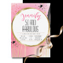 Search for pink and black 50th birthday invitations Glam