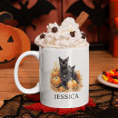 Search for black cat and pumpkin mugs Halloween