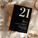 Search for black and gold 21st birthday invitations Modern